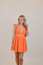 Frill Shoulder Strap Mini Dress with Contrast