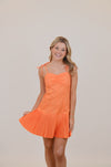 Sweetheart Neckline with Pleats Orange Dress