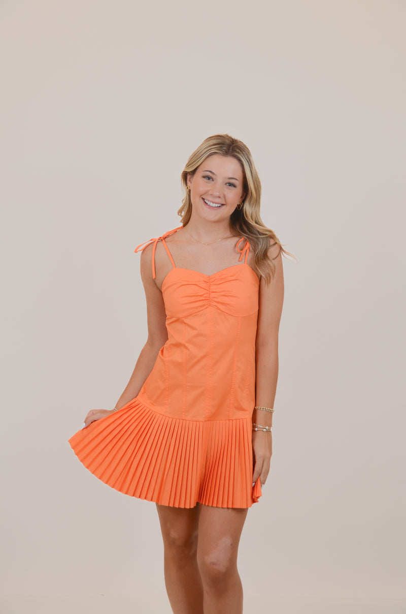Sweetheart Neckline with Pleats Orange Dress