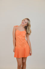 Sweetheart Neckline with Pleats Orange Dress