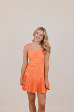 Sweetheart Neckline with Pleats Orange Dress