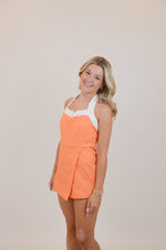 Orange Halter Tie Romper with Wrap Skort