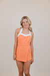 Orange Halter Tie Romper with Wrap Skort