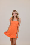 Denim Mini Dress in Orange