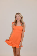 Denim Mini Dress in Orange