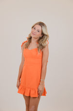 Denim Mini Dress in Orange