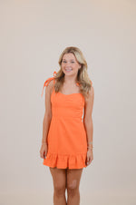 Denim Mini Dress in Orange