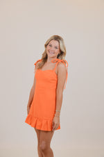 Denim Mini Dress in Orange