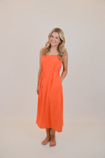 Orange Midi Dress with Tie