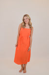 Orange Midi Dress with Tie