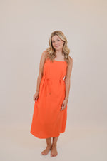 Orange Midi Dress with Tie