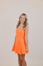 Strapless Denim Mini Dress with Raw Edges
