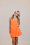 Strapless Denim Mini Dress with Raw Edges