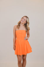 Strapless Denim Mini Dress with Raw Edges
