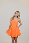 Strapless Denim Mini Dress with Raw Edges