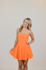 Strapless Denim Mini Dress with Raw Edges