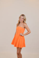 Strapless Denim Mini Dress with Raw Edges