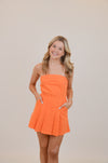 Strapless Denim Mini Dress with Pleat Detail