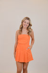 Strapless Denim Mini Dress with Pleat Detail