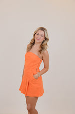 Strapless Denim Mini Dress with Pleat Detail