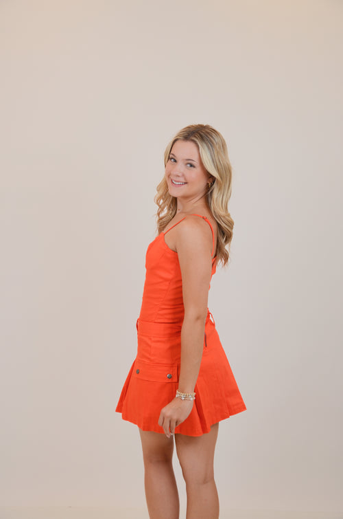 Cargo Style Adjustable Straps Mini Dress
