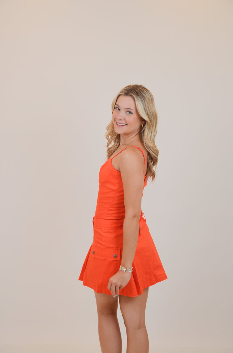 Cargo Style Adjustable Straps Mini Dress