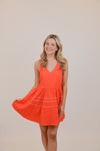 V-Neck Orange Dress with Adjustable Straps