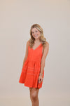 V-Neck Orange Dress with Adjustable Straps
