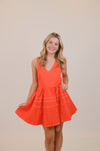V-Neck Orange Dress with Adjustable Straps