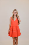 V-Neck Orange Dress with Adjustable Straps