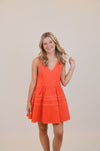 V-Neck Orange Dress with Adjustable Straps