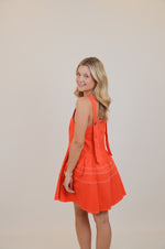 V-Neck Orange Dress with Adjustable Straps