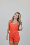 Orange Romper with Front Zipper