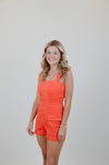 Orange Romper with Front Zipper