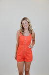 Orange Romper with Front Zipper