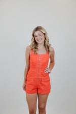Orange Romper with Front Zipper