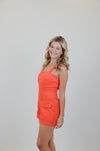 Orange Romper with Front Zipper