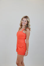 Orange Romper with Front Zipper