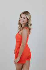 Orange Romper with Front Zipper