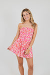 Pink Floral Print Removable Straps Smocked Romper