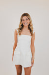 White Linen Mini Dress with Pockets