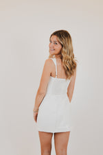 White Linen Mini Dress with Pockets