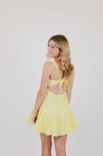 Baby Yellow Open Back Pleated Mini Dress