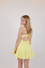 Baby Yellow Open Back Pleated Mini Dress