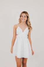 White Cutout Ruched Mini Dress