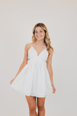 White Cutout Ruched Mini Dress