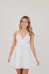 White Cutout Ruched Mini Dress