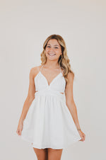 White Cutout Ruched Mini Dress