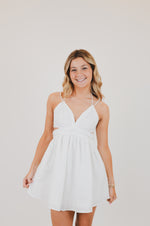 White Cutout Ruched Mini Dress