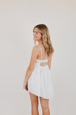 White Cutout Ruched Mini Dress